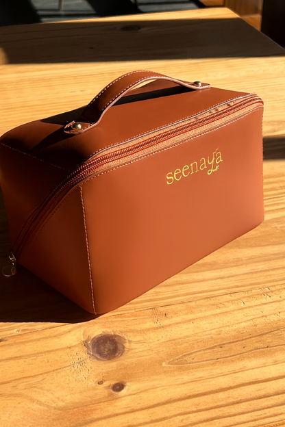 carry-on travel leather toiletries bag