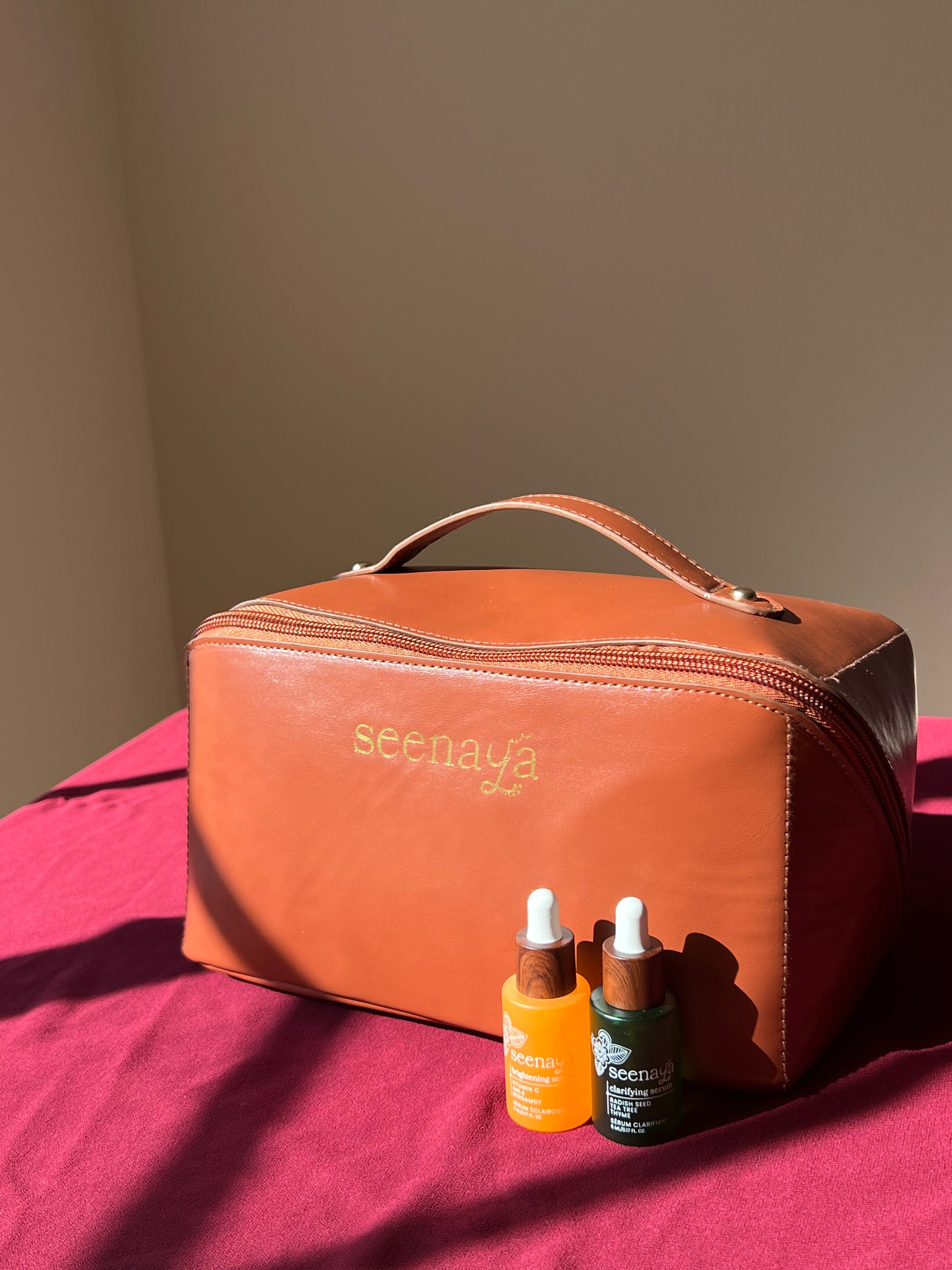 carry-on travel leather toiletries bag