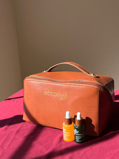 carry-on travel leather toiletries bag
